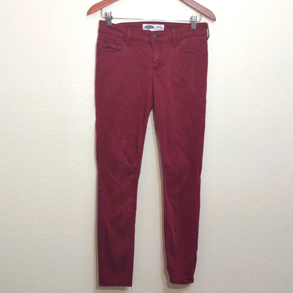 USED OLD NAVY BURGUNDY ROCKSTAR SUPER SKINNY SIZE 6 - Picture 1 of 10